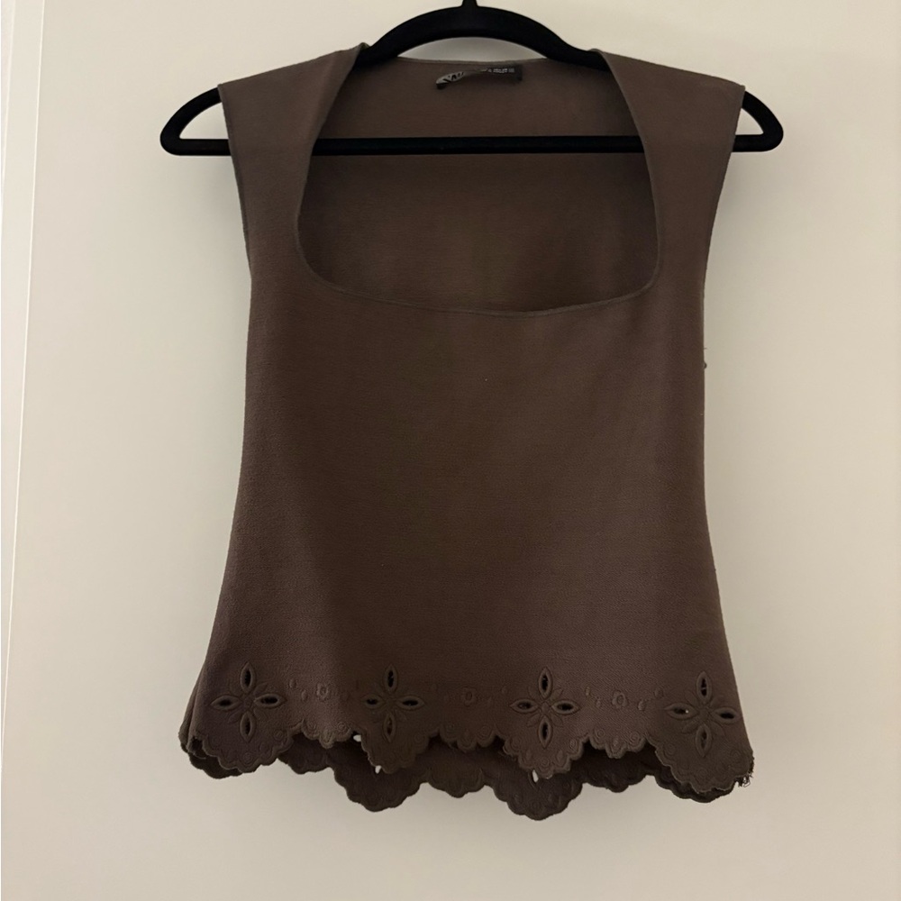 Zara mocha brown cutout tank